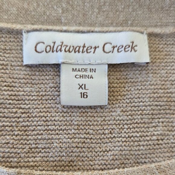 Coldwater Creek XL Striped Sweater Beige & Black Wool Cotton Blend - Picture 9 of 10